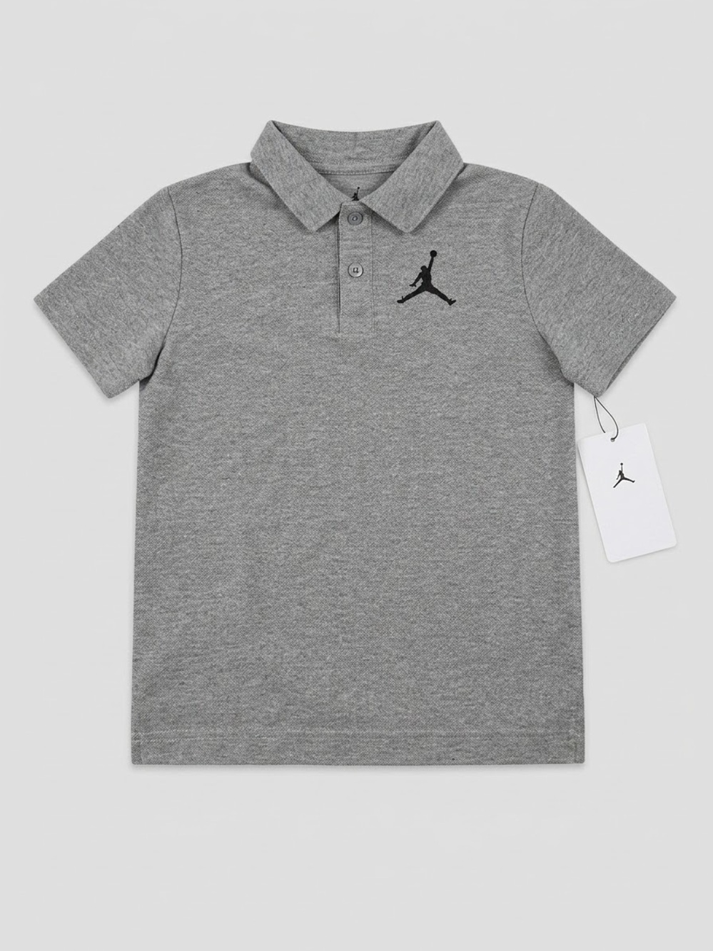 NWT Jordan Boys Heather Grey Jumpman Short Sleeve Polo Shirt Size 7 (6-7 Yrs)